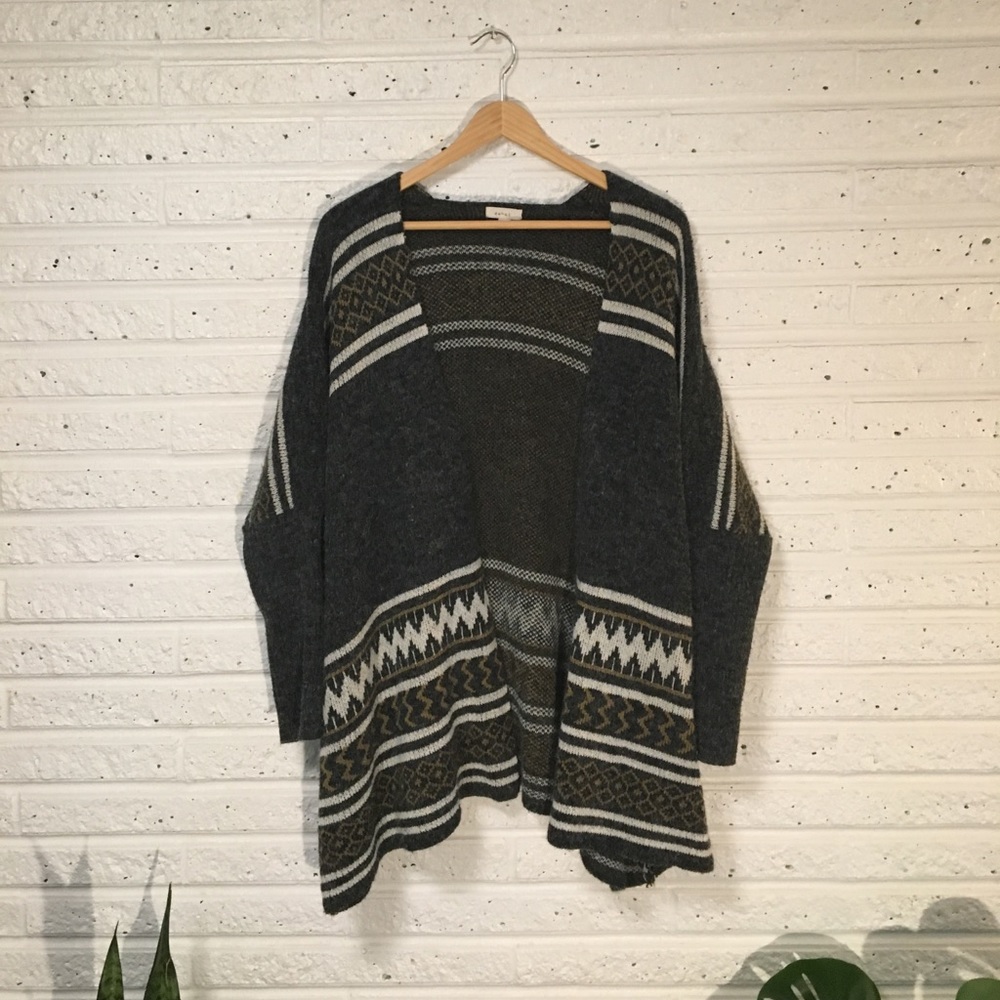 Gray, cream, and tan Cardigan